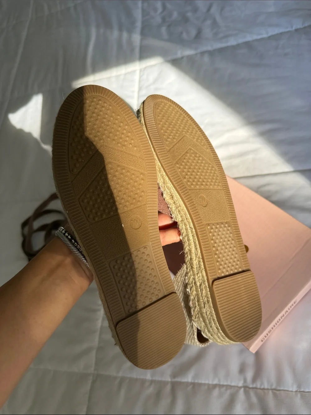 BRAND NEW CUSHIONAIRE Talisa Choclate brown Espadrille Wedge Sandals